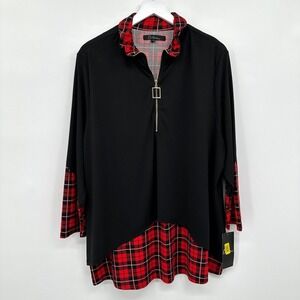 Calessa Tunic Top Shirt Blouse Size 2X Stretch‎ Knit 3/4 Sleeve 1/4 Zip New